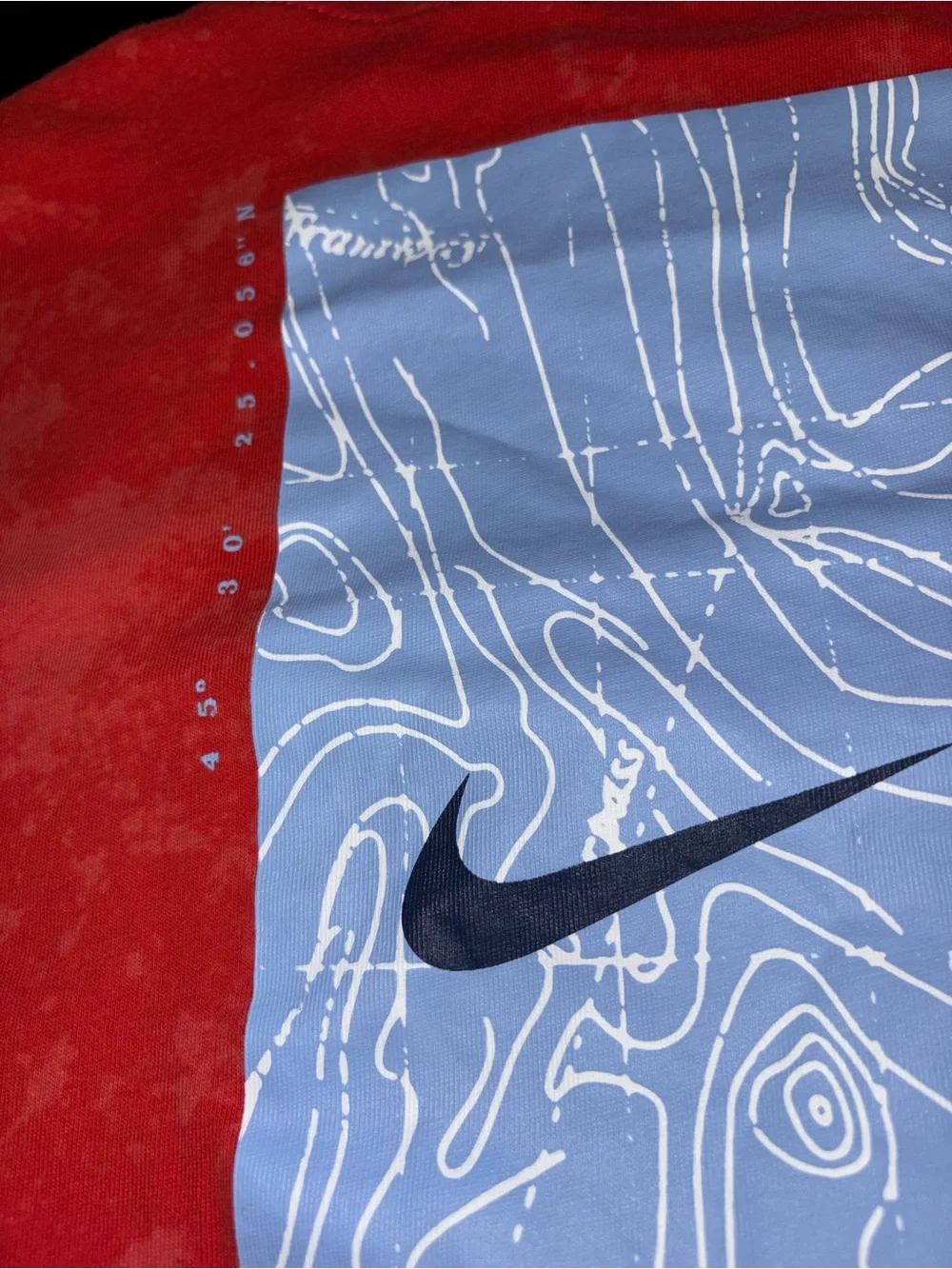Nike Red Short Sleeve Tee with Light Blue Pocket